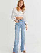 Pull & Bear Straight Leg Dad Jean In Light Blue-blues
