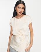River Island Satin Twist Front Top In White