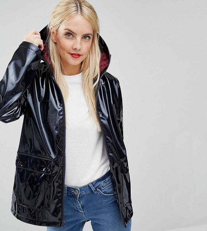 Asos Petite Vinyl Rain Trench - Navy