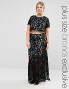 Truly You Co-ord Lace Maxi Skirt With Thigh Split - Black