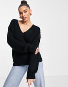 Na-kd Oversized V Neck Sweater In Black