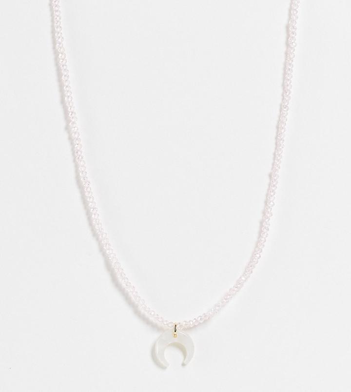 Designb Curve Ditsy Beaded Necklace With Crescent Moon Charm-white