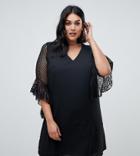 Lovedrobe Shift With Sheer Sleeves-black