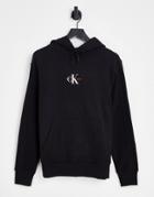 Calvin Klein Jeans Small Monogram Logo Hoodie In Black