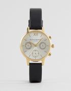 Olivia Burton Chrono Black Leather Watch Ob15cgm62 - Gold