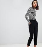 River Island Tapered Pants With Tie Waist In Black - Black