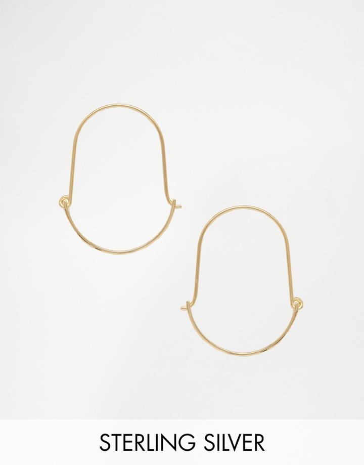Asos Gold Plated Sterling Silver Curved Hoop Earrings - Gold