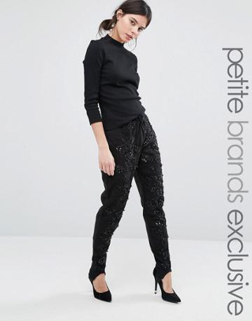 Starry Eyed Petite Joggers With All Over Heavy Embellishment - Black