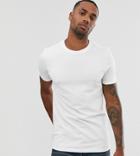 Asos Design Tall Organic T-shirt With Crew Neck In Pique In White - White