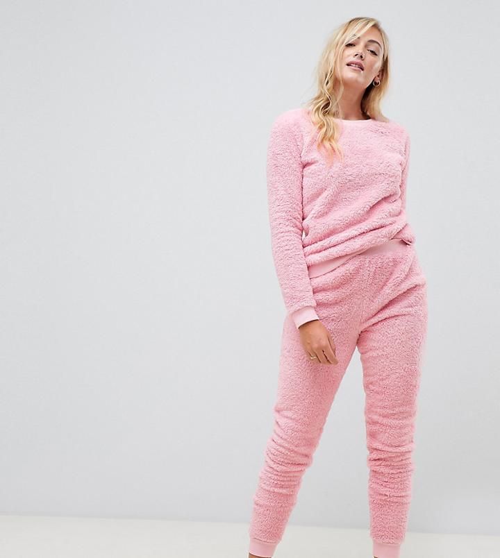 Asos Design Tall Lounge Super Soft Sweat And Jogger Twosie-pink