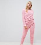 Asos Design Tall Lounge Super Soft Sweat And Jogger Twosie-pink