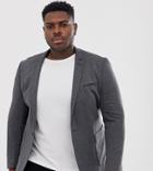 Asos Design Plus Super Skinny Blazer In Charcoal Jersey-gray