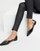 Asos Design Lark Ballet Flats With Anklet In Black Patent