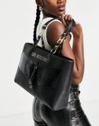 Love Moschino Mock Croc Detail Tote Bag In Black