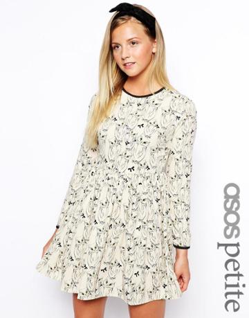 Asos Petite Exclusive Skater Dress In Owl Print