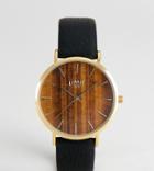 Limit Tigers Eye Dial Faux Leather Watch In Black Exclusive To Asos 38mm - Black