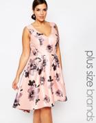 Chi Chi London Plus Plunge Front High Low Midi Dress In Floral Print - Multi