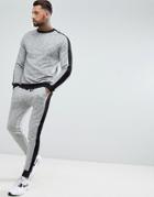 Asos Design Tracksuit Sweatshirt/skinny Joggers In Fabric Interest With Black Side Stripe - Gray