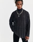 Heart & Dagger Stripe Knitted Turtleneck In Black