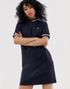 Fred Perry High Neck Logo Tee Dress - Blue