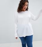 Asos Curve T-shirt With Longline Sleeve In Lightweight Jersey - White
