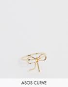 Asos Design Curve Pinky Ring In Bow Design In Gold Tone - Gold