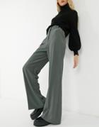 & Other Stories Wide Leg Pants In Dark Gray-green