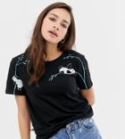 We Are Hairy People Organic Cotton T-shirt With Hand Painted Panda - Black