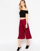 Asos Culotte Pants With Wrap Front - Oxblood