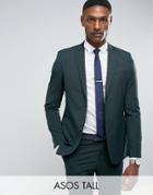 Asos Tall Slim Suit Jacket In Green - Green