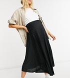 Asos Design Maternity Pleated Midi Skirt In Black