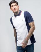 Fred Perry Slim Pique Polo Paneled Front In Navy - Navy