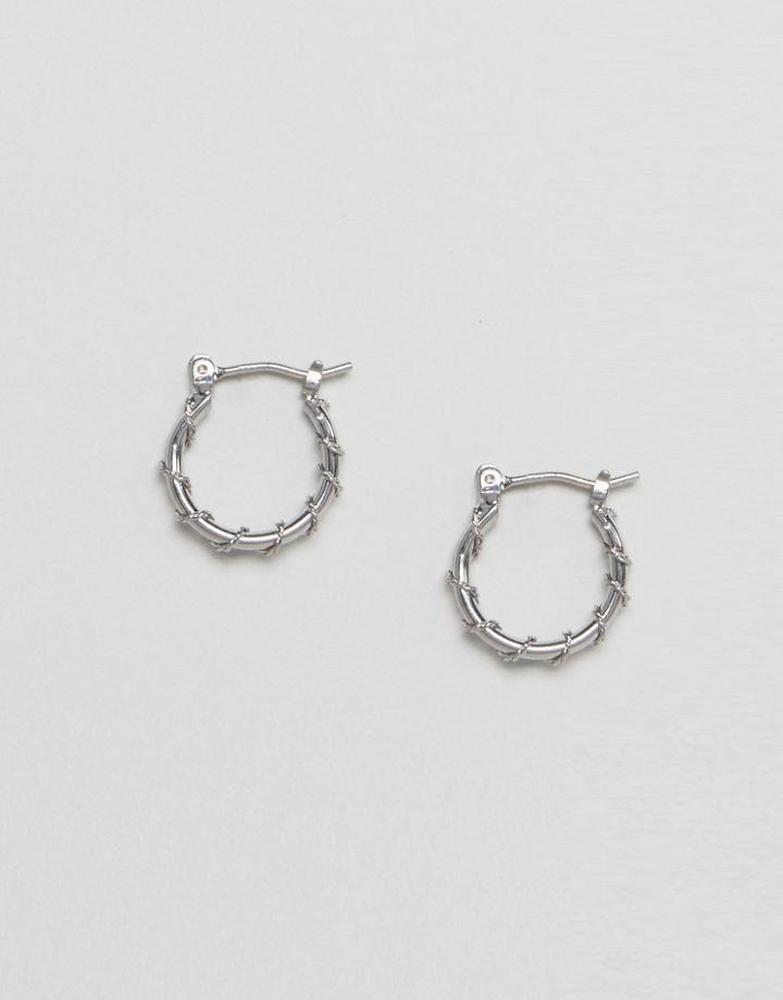 Asos Fine Wire Wrapped Hoop Earrings - Silver