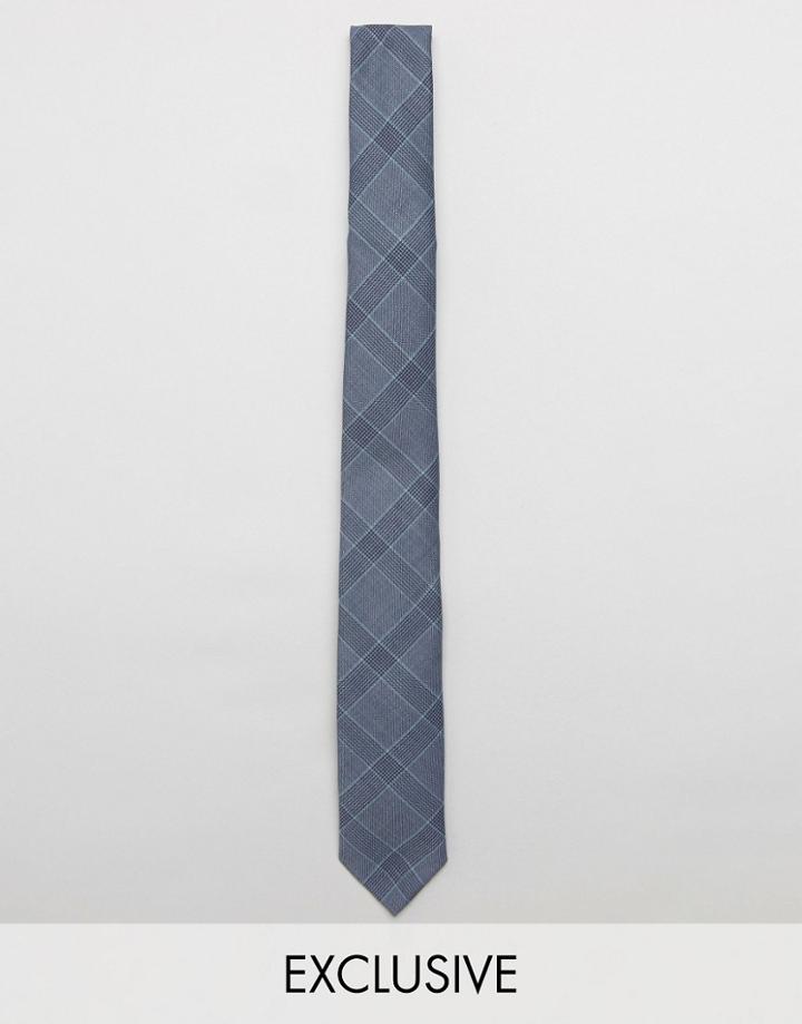 Heart & Dagger Blade Tie In Check - Blue