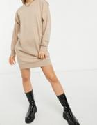 Asos Design Seam Detail Sweat Dress In Taupe-brown