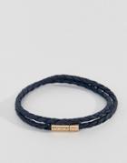 Icon Brand Navy Wrap Bracelet With Antique Gold Finish - Navy