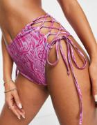 Unique 21 Bikini Bottom In Purple Swirl Print