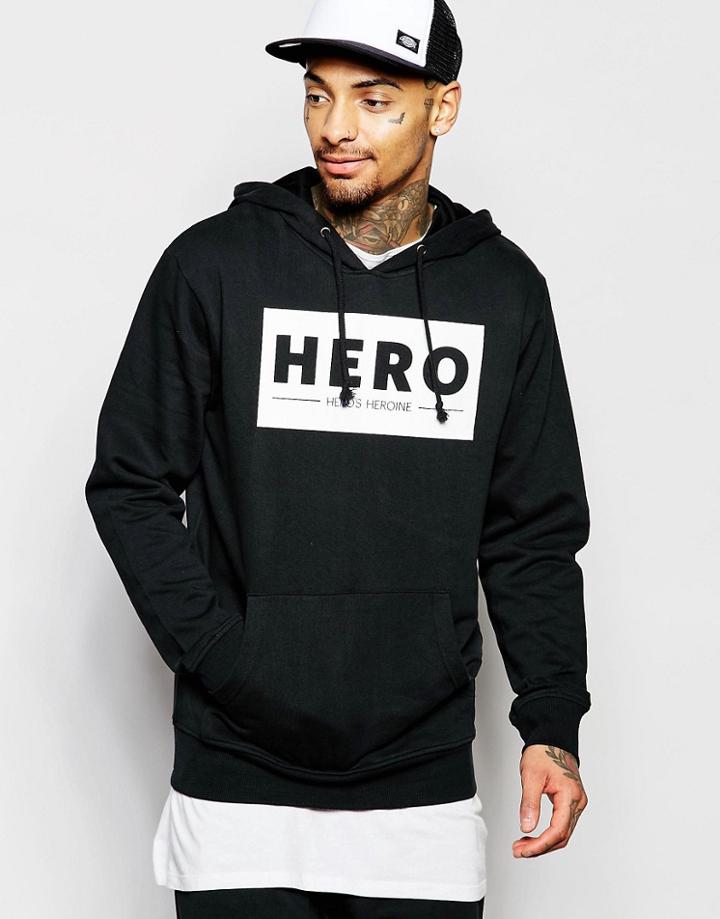 Hero's Heroine Hoodie With Large Logo - Black