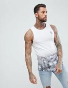 Religion Longline Tank With Curved Hem And Fade Animal Print - White