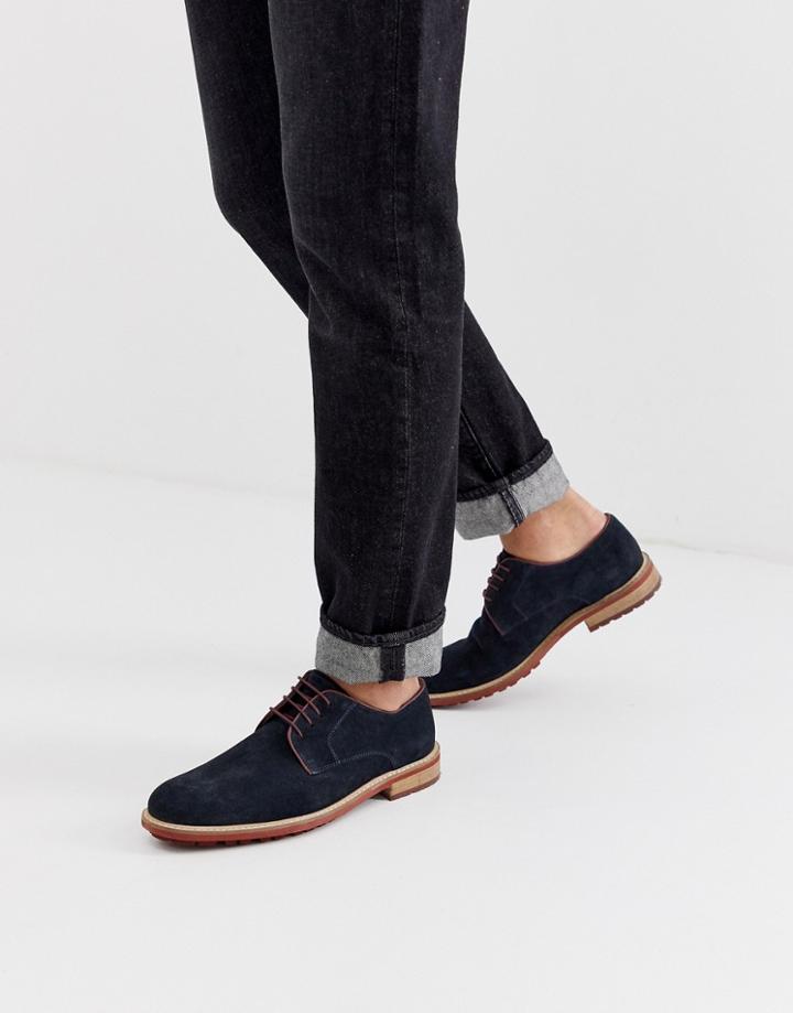 Siliver Street Suede Derby Lace Up Shoe In Navy - Navy