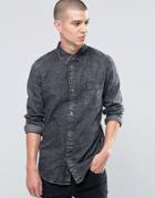 Cheap Monday Rude Denim Shirt Concrete Ice Acid Wash - Gray