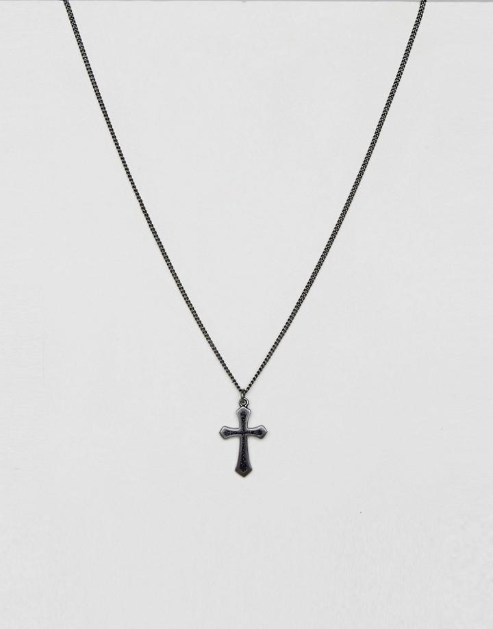 Simon Carter Antique Cross Necklace With Blue Goldstones - Silver