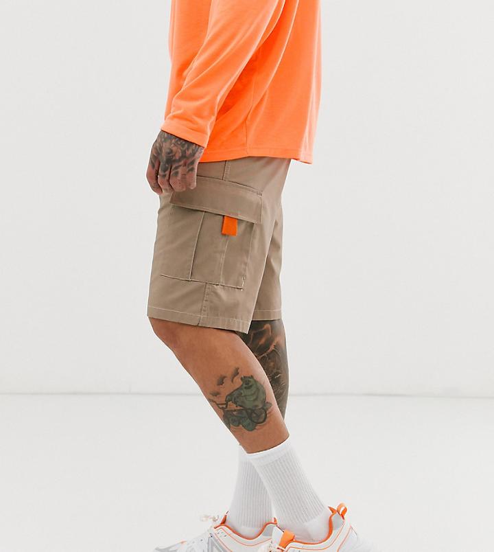 Reclaimed Vintage Cargo Shorts In Stone - Stone