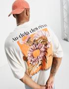 Asos Design Oversized T-shirt In White With Floral Back Print
