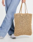 My Accessories London Oversized Weave Tote Bag-neutral