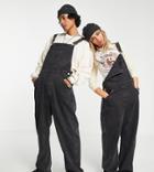 Reclaimed Vintage Inspired Organic Blend Unisex Overalls In Washed Black