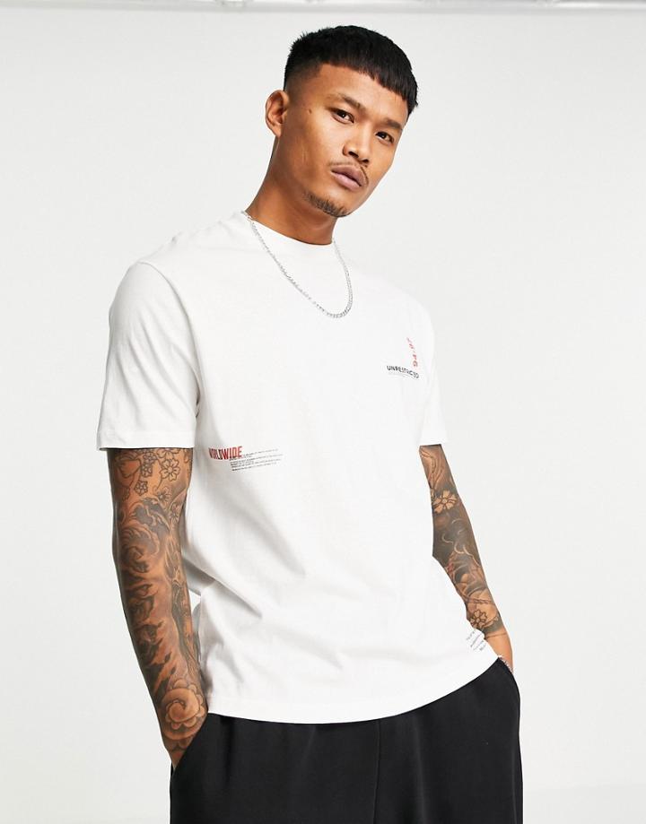 Asos Design Relaxed T-shirt In White Organic Cotton With Front Text Print