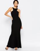 Club L Racer Front Maxi Dress In Crepe - Black