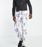 Twisted Tailor Tall Lavadino Skinny Fit Smart Pants In White With Floral Print