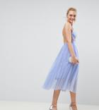 Asos Tall Premium Scuba Pinny Midi Tulle Dress - Blue
